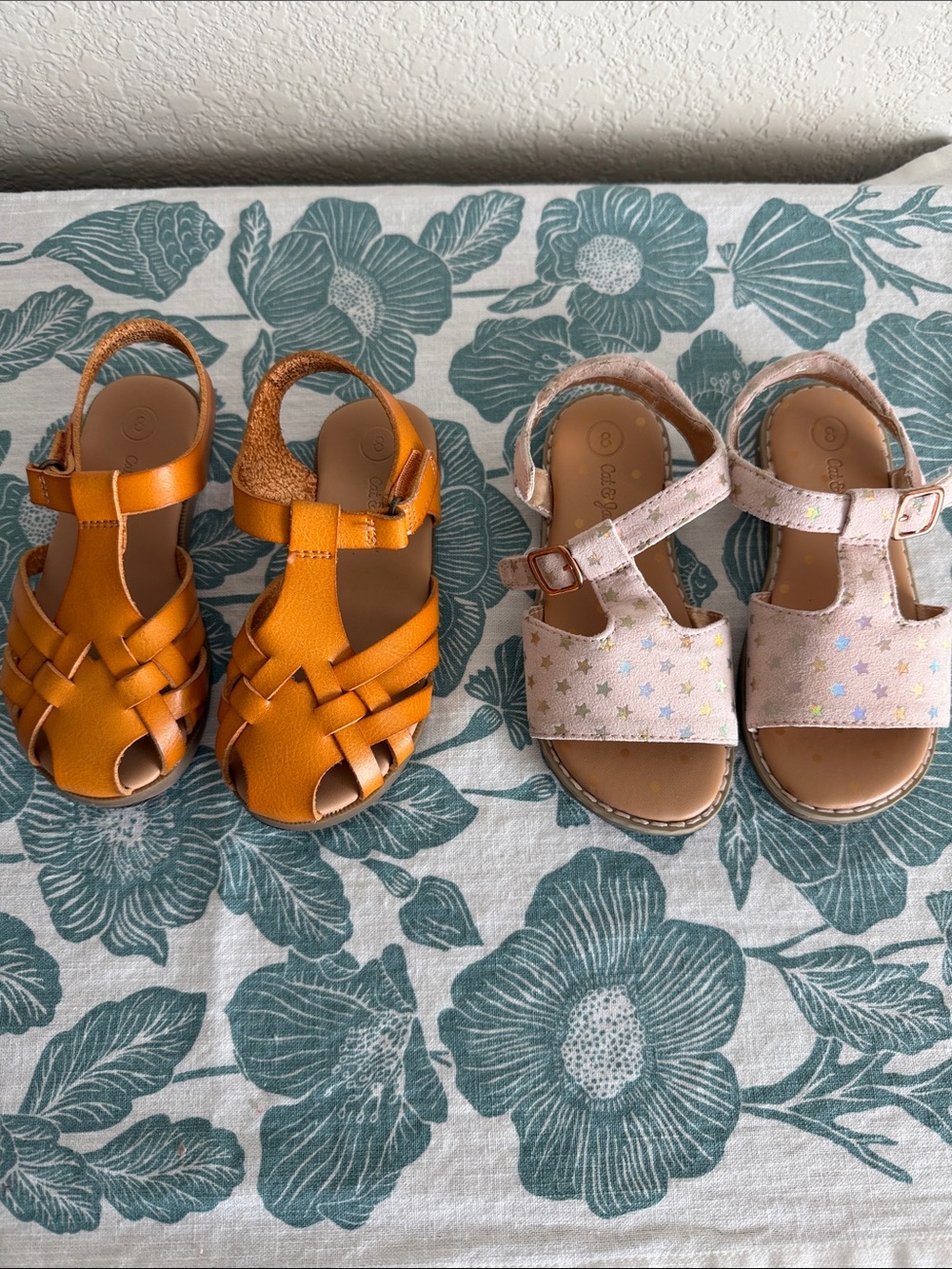 Cat & Jack Orange Woven Sandals and Pink Star Strap Sandals